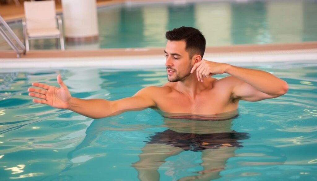 Kolam renang hotel sebagai tempat latihan ringan saat traveling